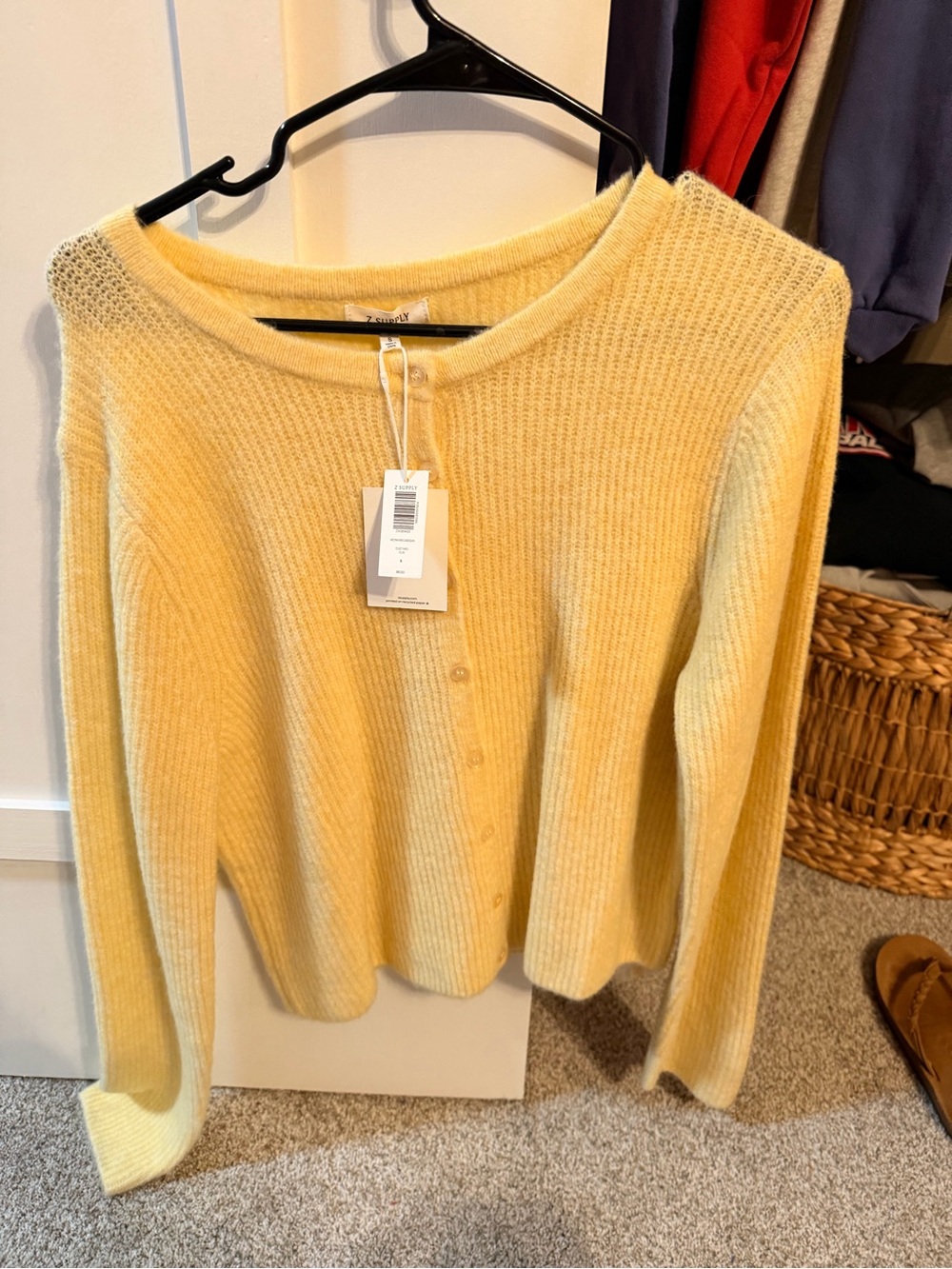 Z Supply Lemon-Yellow Ribbed Button Cardigan